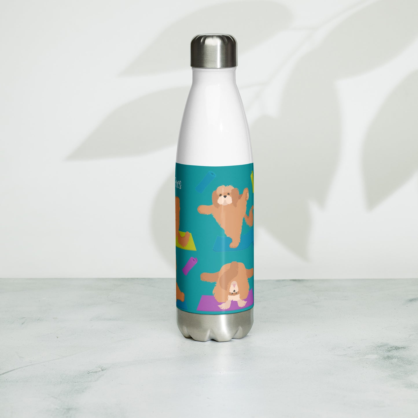 "Yoga Poos" Stainless steel water bottle - teal
