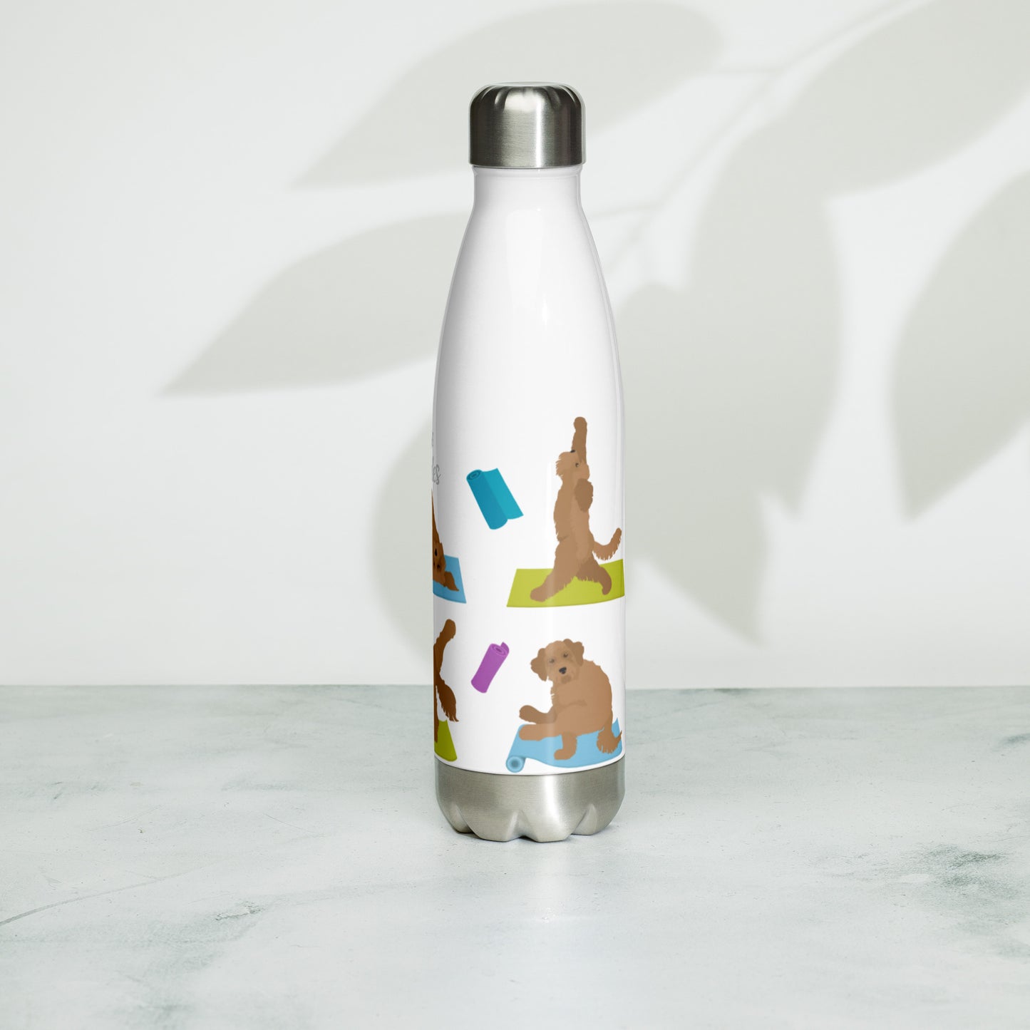 "Yoga Doodles" Stainless steel water bottle - white