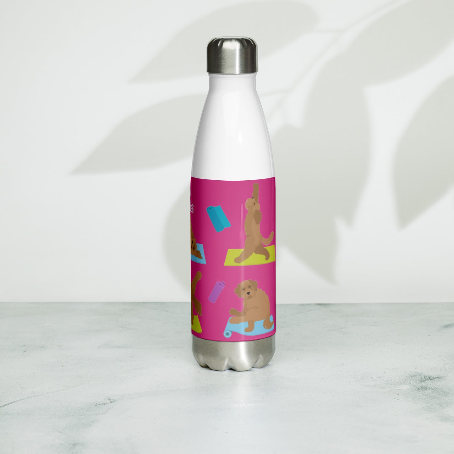 "Yoga Doodles" Stainless steel water bottle - pink