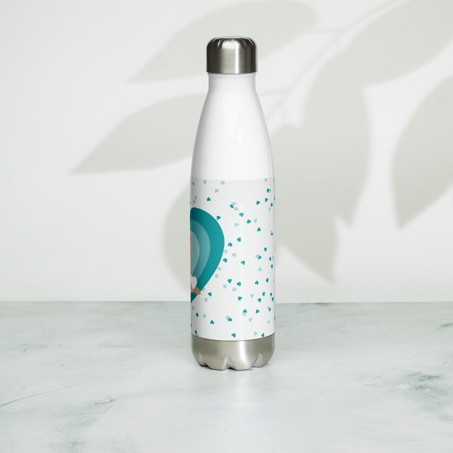 " Love" Stainless steel water bottle - light golden Cockapoo