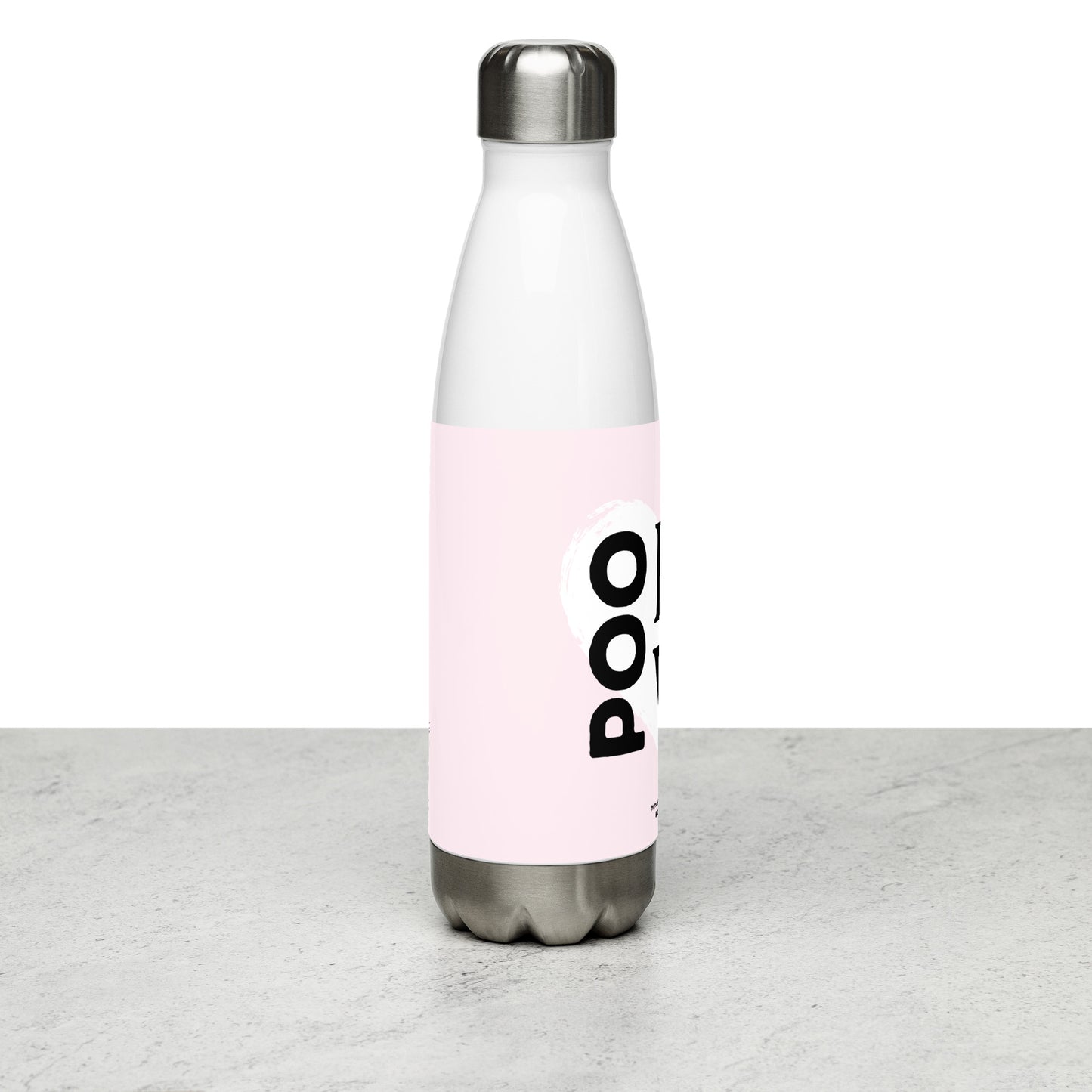 "Poo Love 2" Stainless steel water bottle - light pink