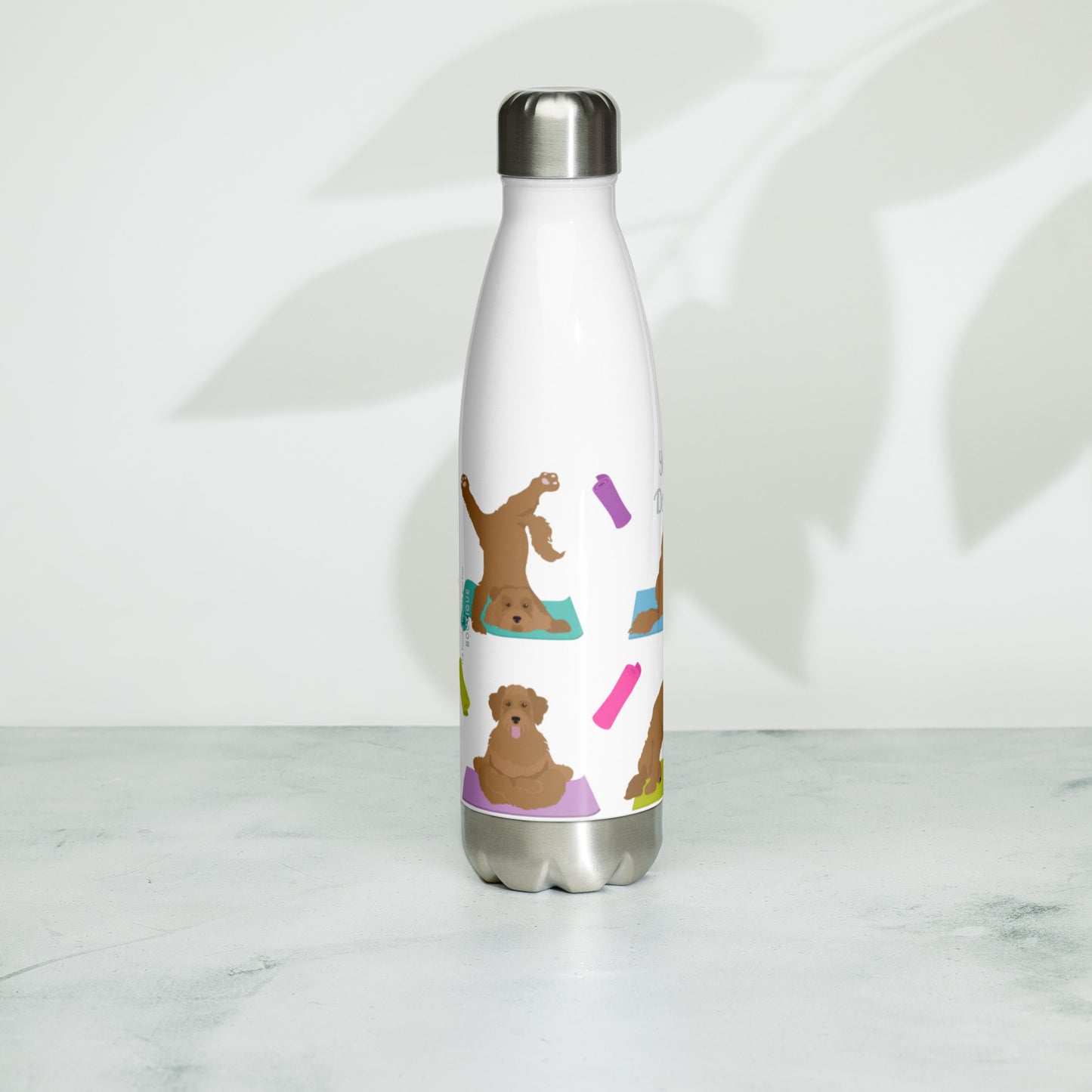 "Yoga Doodles" Stainless steel water bottle - white