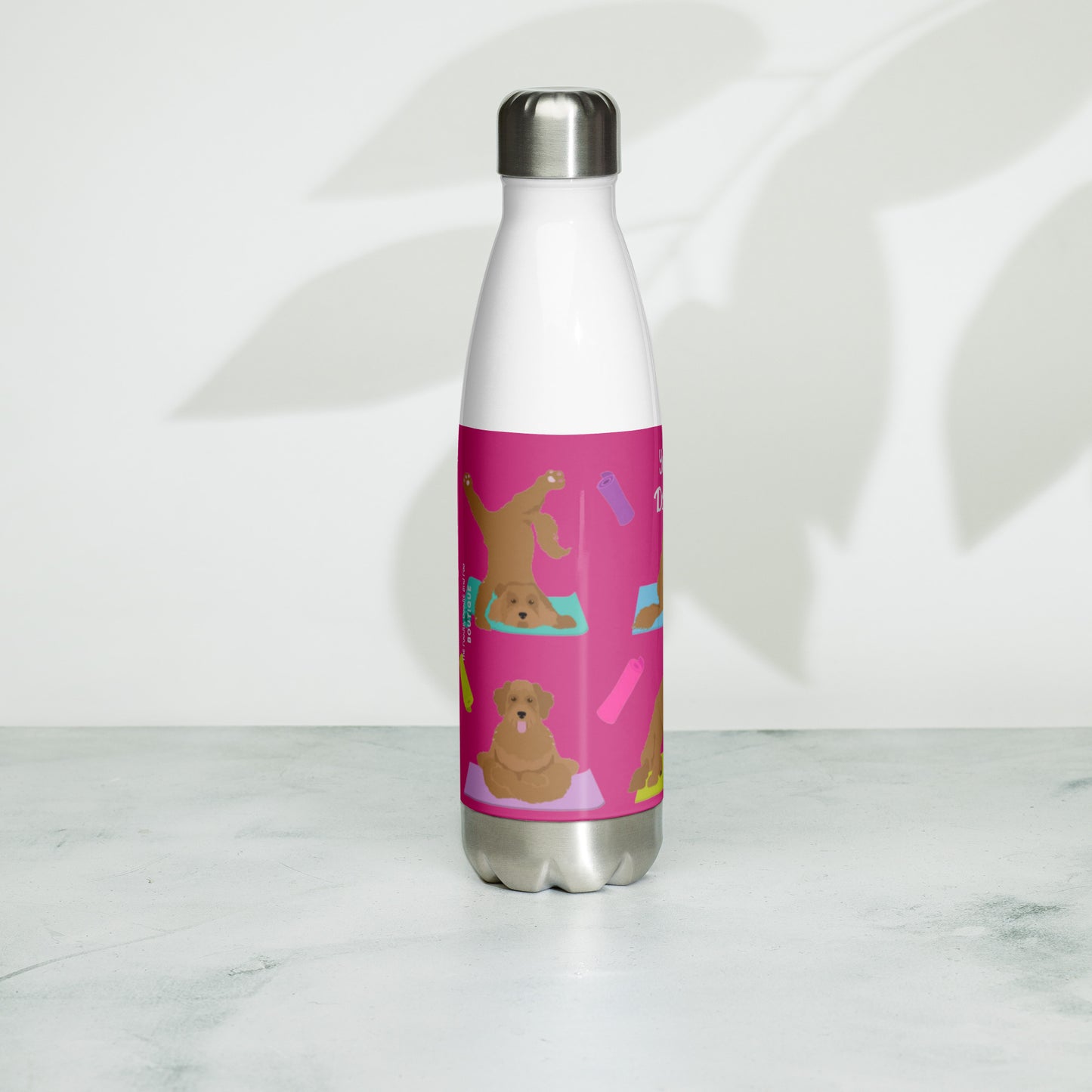 "Yoga Doodles" Stainless steel water bottle - pink