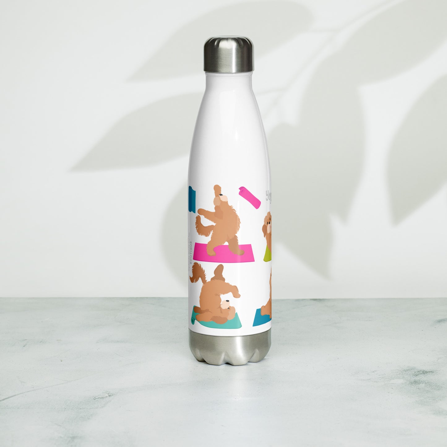 "Yoga Poos" Stainless steel water bottle - white