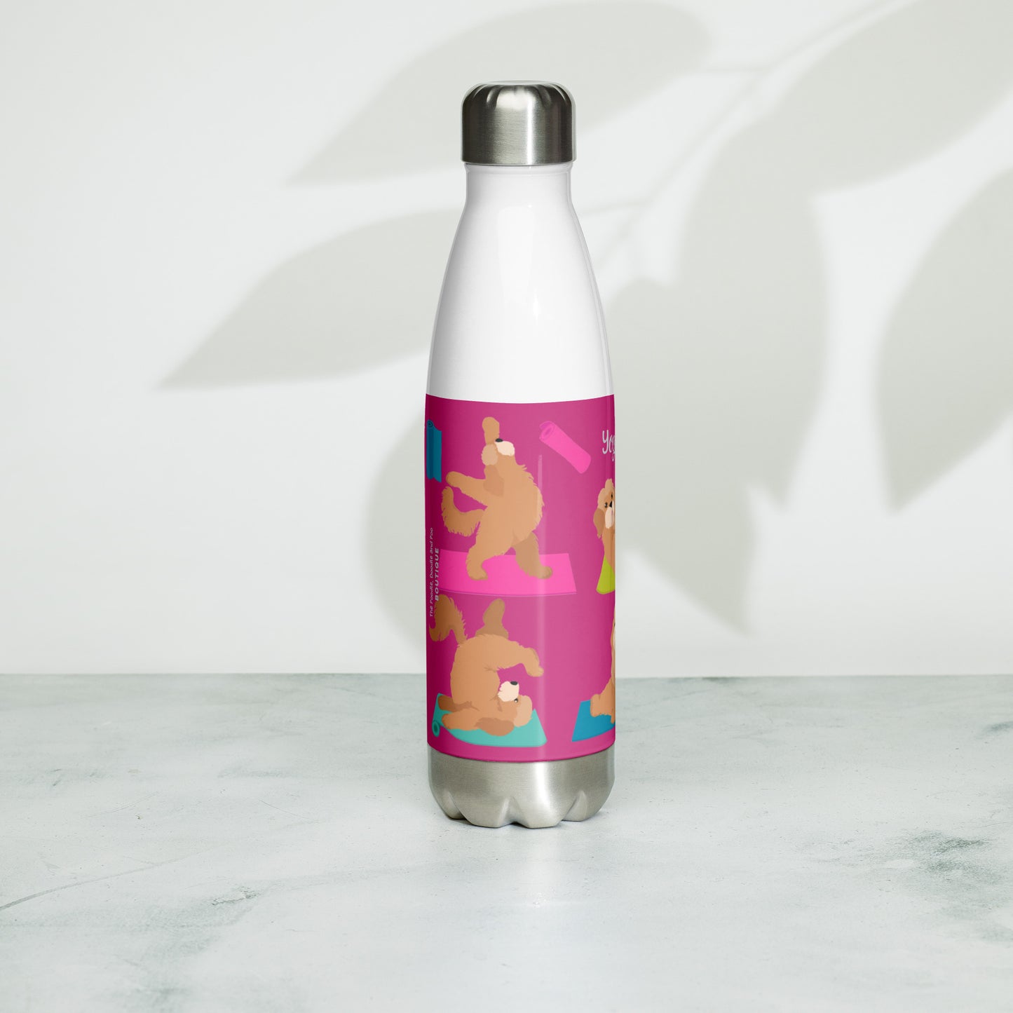 "Yoga Poos" Stainless steel water bottle - pink
