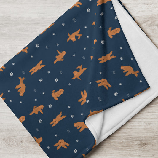 "Yoga Poodle" Throw Blanket - navy