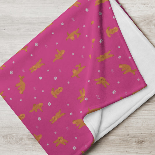 "Yoga Poodles" Throw Blanket - pink