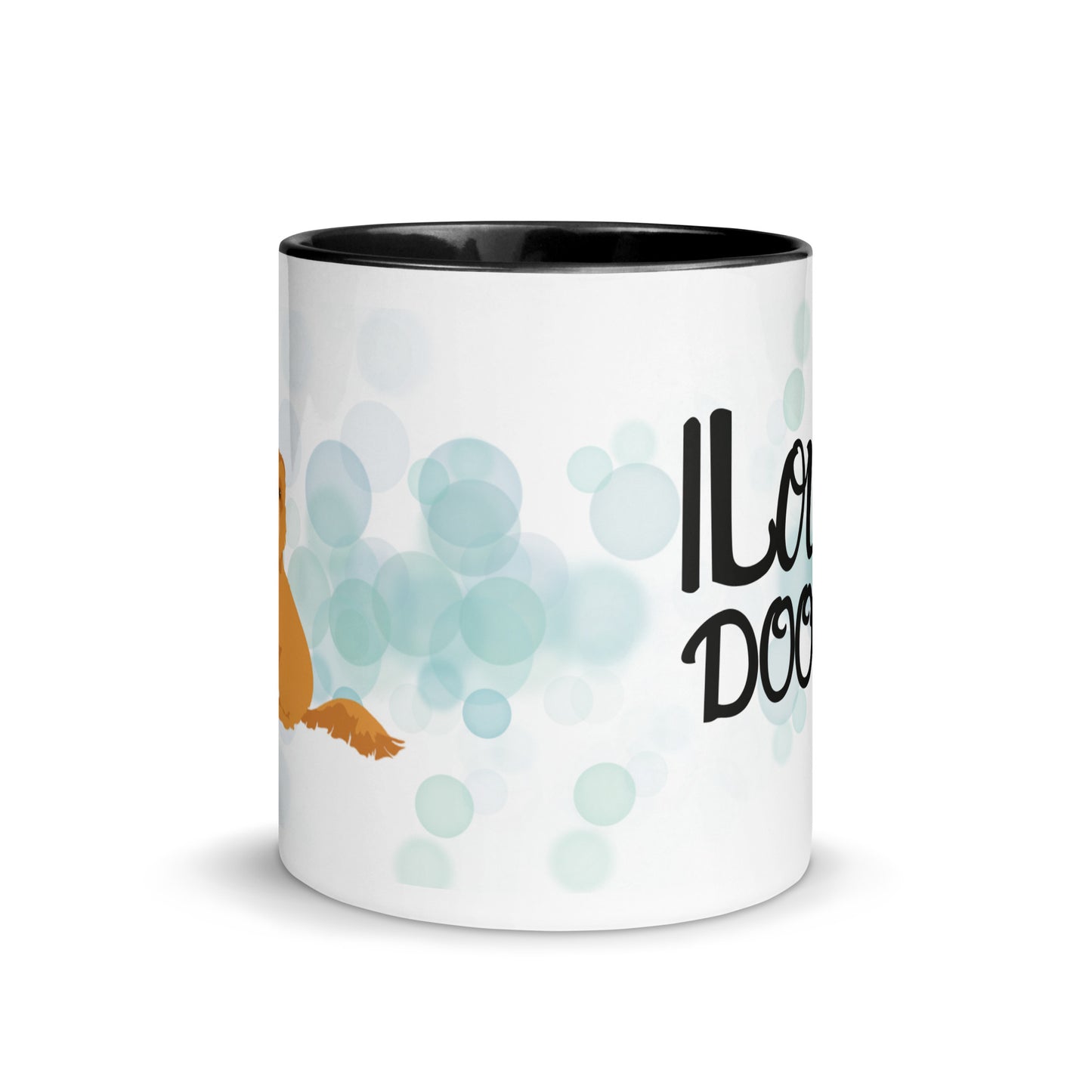 "I Love my..." mug with black inside - golden / red Doodle