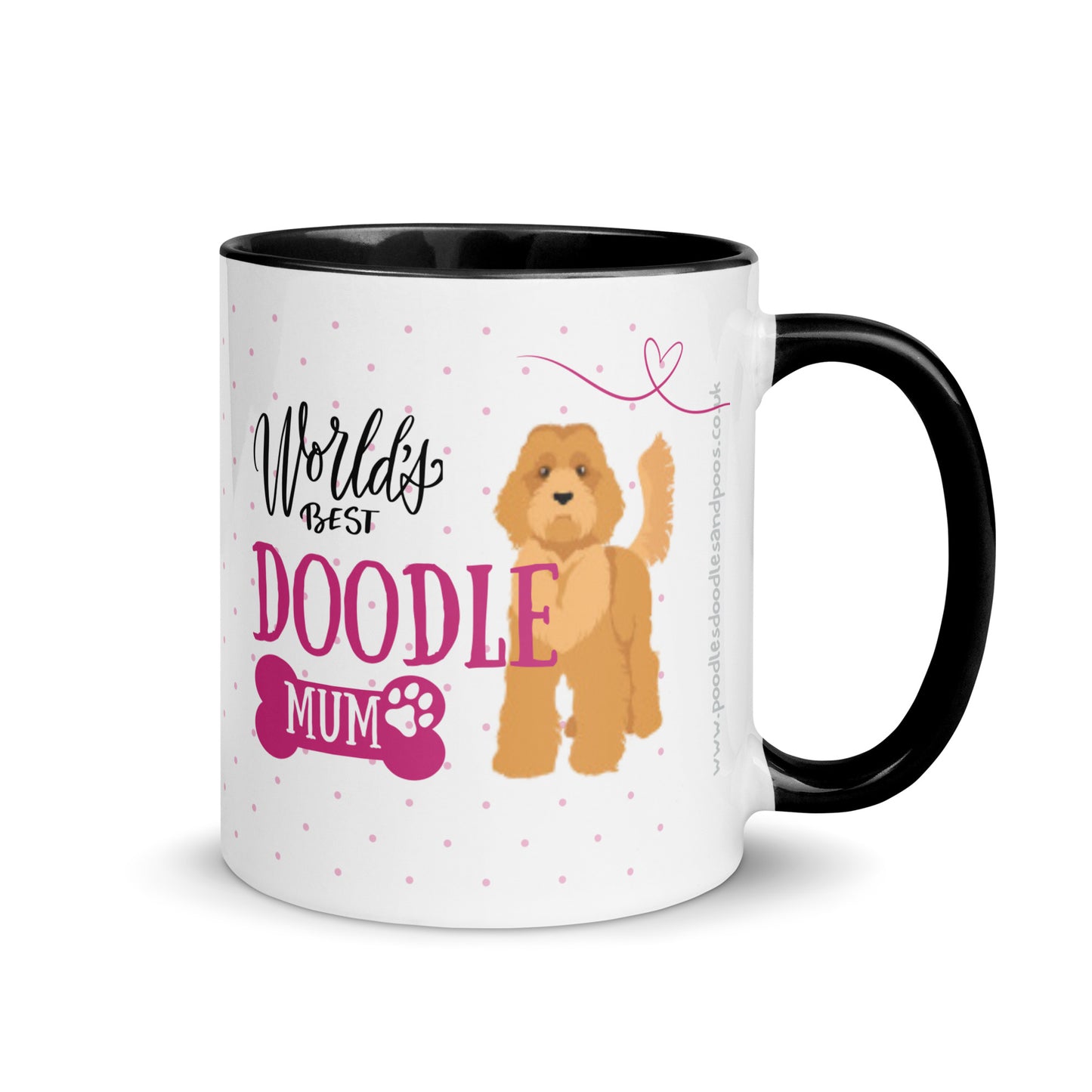 "World's Best Mum" mug - gold / red Doodle