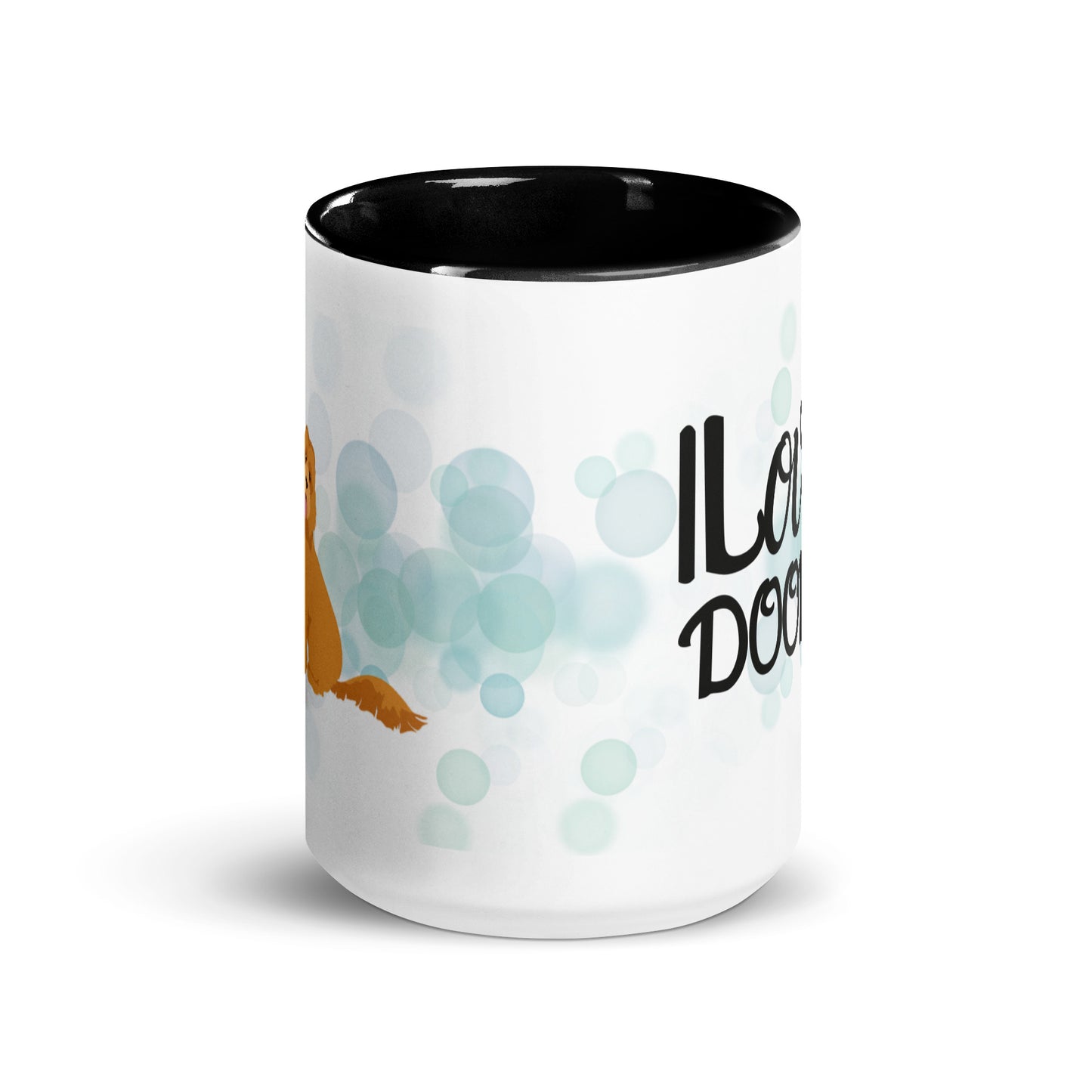 "I Love my..." mug with black inside - golden / red Doodle