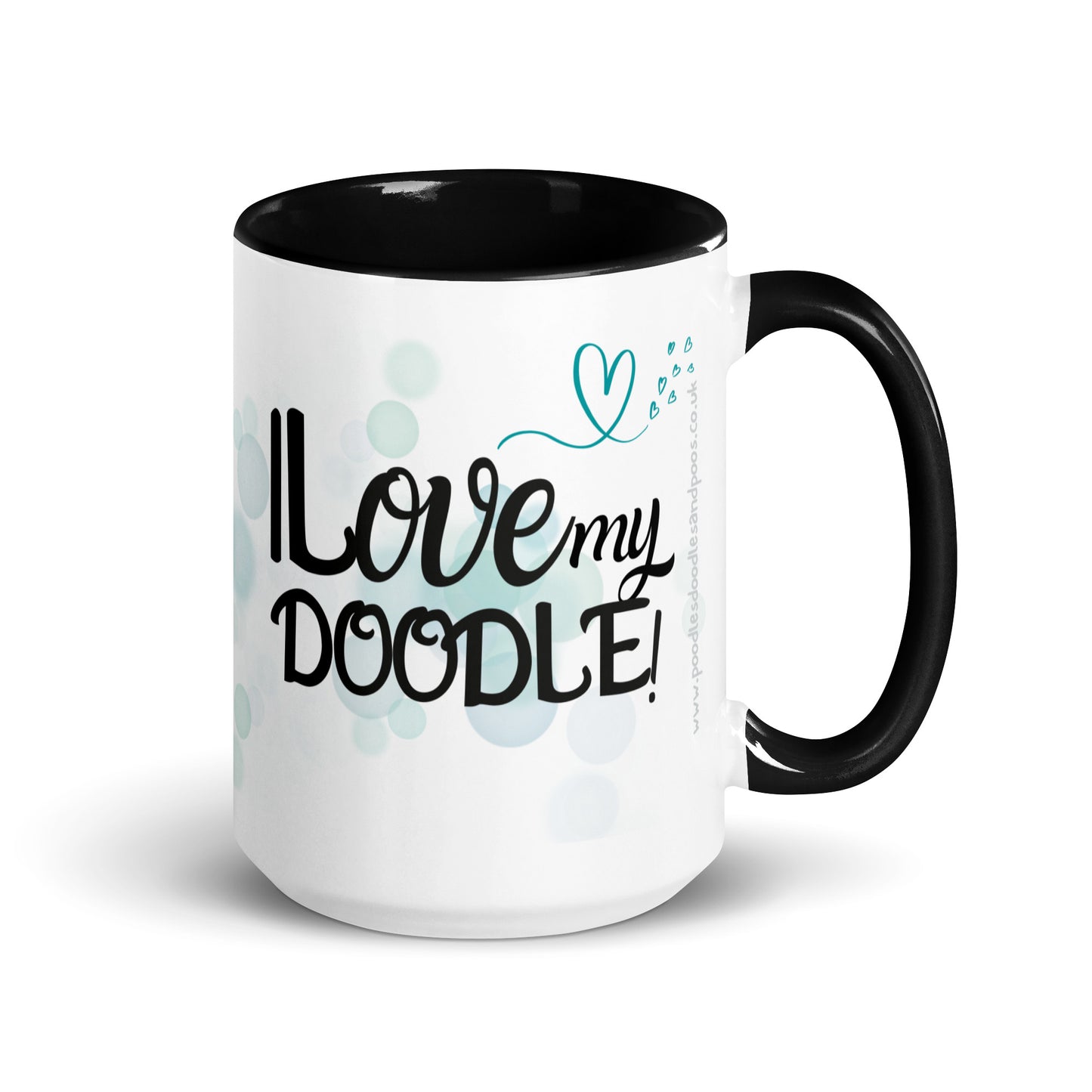 "I Love my..." mug with black inside - golden / red Doodle