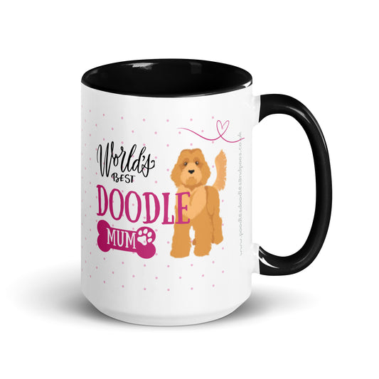 "World's Best Mum" mug - gold / red Doodle