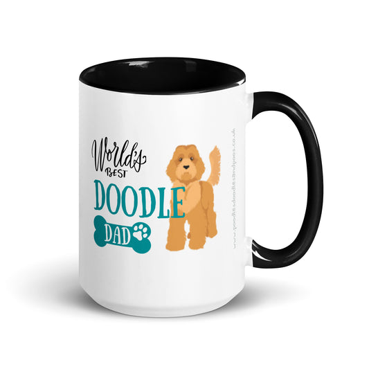 "World's Best Dad" mug - red / golden Doodle