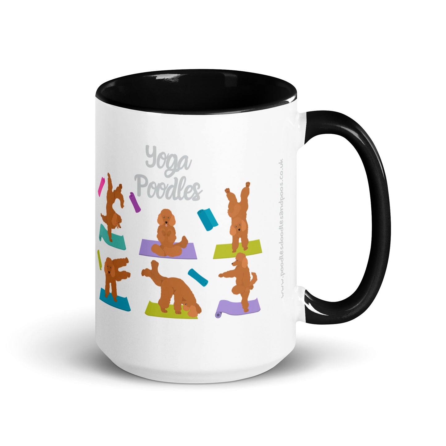 "Yoga Poodles" Mug with black Inside