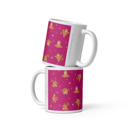 "Yoga Poos" mug in pink