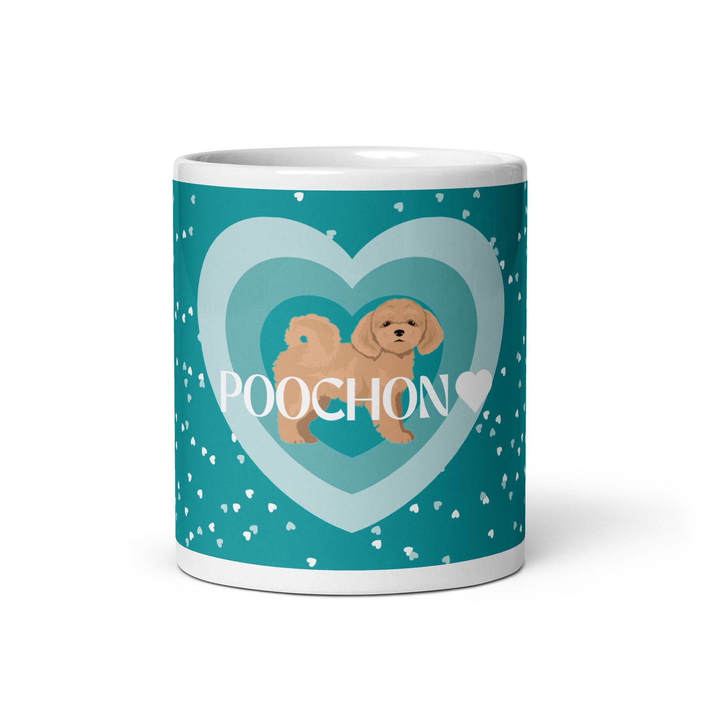 "Love" White glossy mug - apricot Poochon