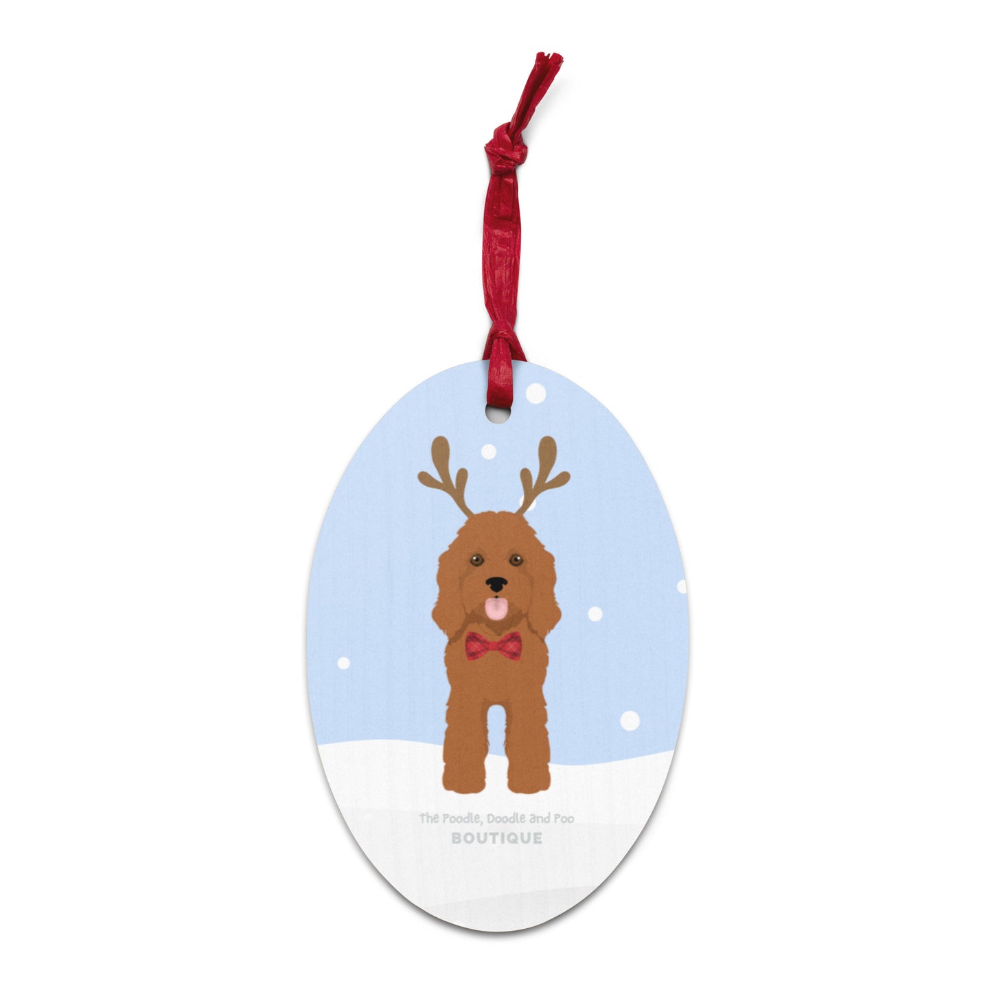 "Wonderful Woofmas" Wooden Christmas ornament - red Cockapoo