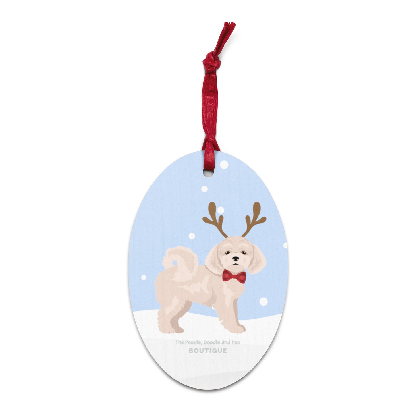 "Wonderful Woofmas" Wooden Christmas ornaments - light Poochon