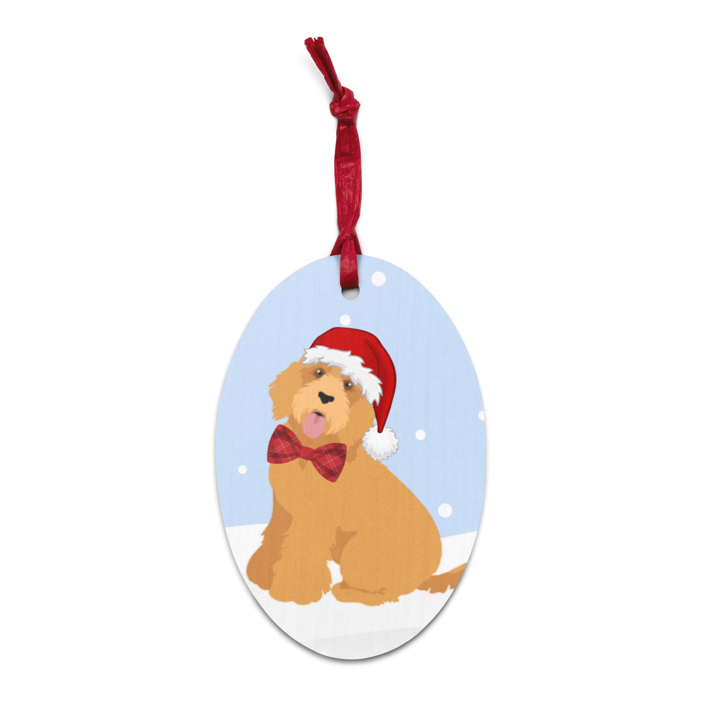 "Wonderful Woofmas" Wooden Christmas ornament - dark golden Doodle