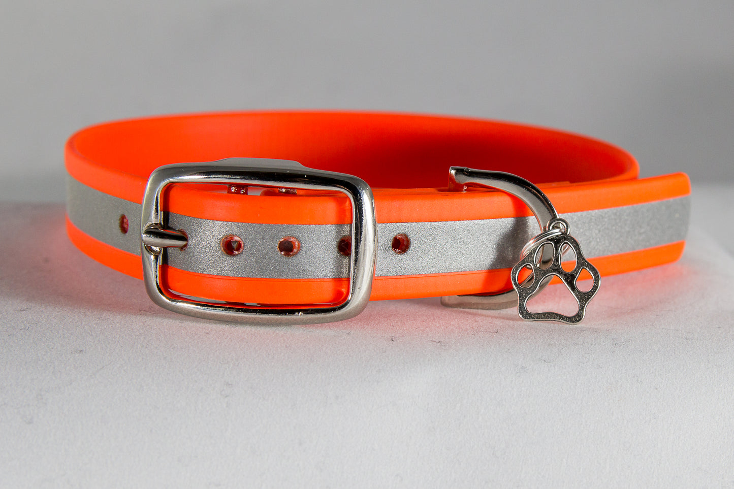 Hand-made BioThane Collar Reflective Orange